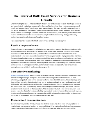 The Power of Bulk Email Services for Business Growth.