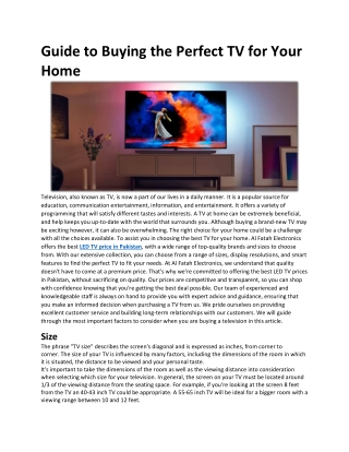 Guide to Buying the Perfect TV for Your Home