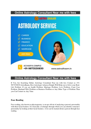 Online Astrology Consultant Near me with fees  91-9873530830