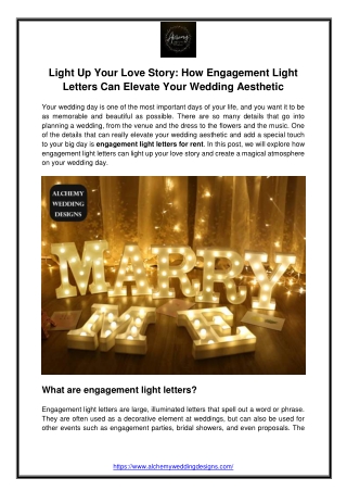 How Engagement Light Letters Can Elevate Your Wedding Aesthetic