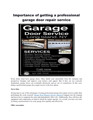 Importance of getting a professional garage door repair service