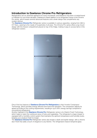 Dawlance 9173 WB Chrome Pro Refrigerator