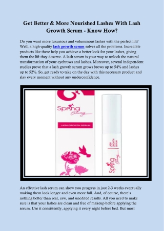 Get Better & More Nourished Lashes With Lash Growth Serum - Know How?