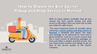 Courier pickup and drop in Mumbai