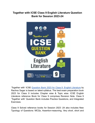 Latest edition of best ICSE Question Banks for Class 9 by Rachna Sagar