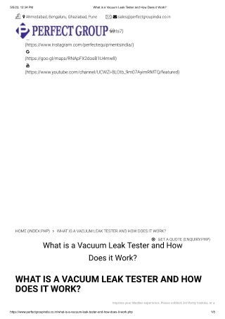 Vacuum leak tester | Perfectgroupindia