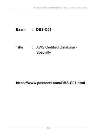 AWS Certified Database - Specialty DBS-C01 Dumps