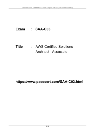 AWS Certified Solutions Architect - Associate SAA-C03 Dumps