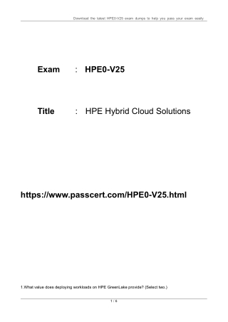 HPE0-V25 HPE Hybrid Cloud Solutions Dumps