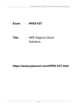 HPE0-V27 HPE Edge-to-Cloud Solutions Dumps