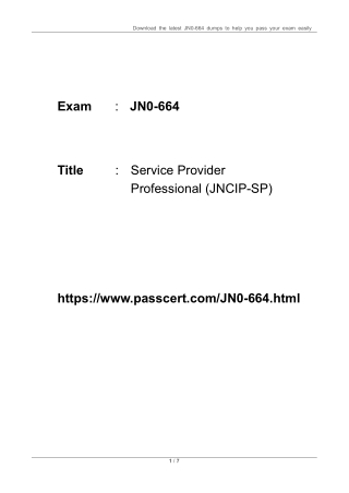 JN0-664 Service Provider Professional (JNCIP-SP) Dumps