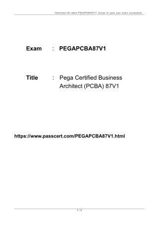 Pegasystems PEGAPCBA87V1 Exam Dumps 2023 Free