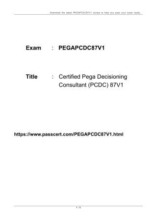 Pegasystems PEGAPCDC87V1 Exam Dumps Free