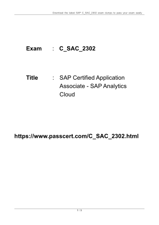 SAP Analytics Cloud C_SAC_2302 Dumps