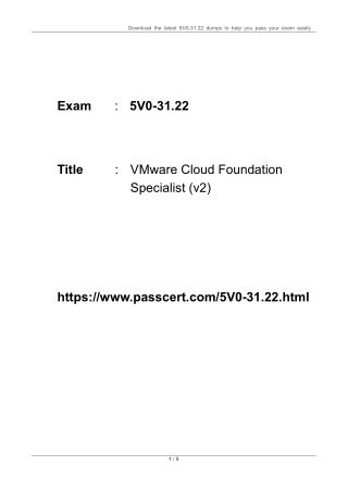 VMware Cloud Foundation Specialist 5V0-31.22 Dumps