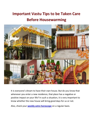 Important Vastu Tips to be Taken Care Before Housewarming