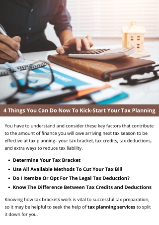 4 Things You Can Do Now To Kick-Start Your Tax Planning