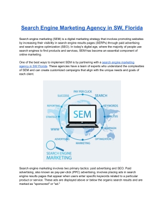 Search Engine Marketing Agency in SW, Florida