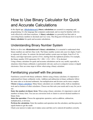 How to Use Binary Calculator for Quick and Accurate Calculations (2)