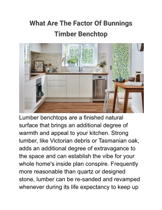 What Are The Factor Of Bunnings Timber Benchtop