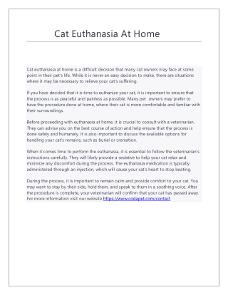 Cat Euthanasia At Home
