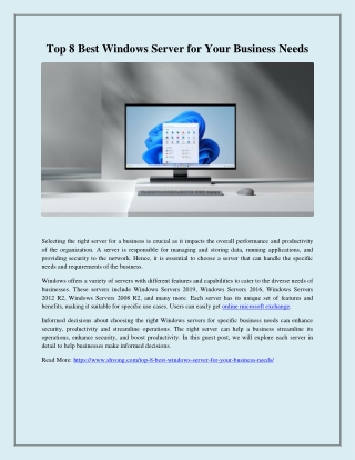 Top 8 Best Windows Server for Your Business Needs