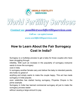 How to Learn About the Fair Surrogacy Cost in India