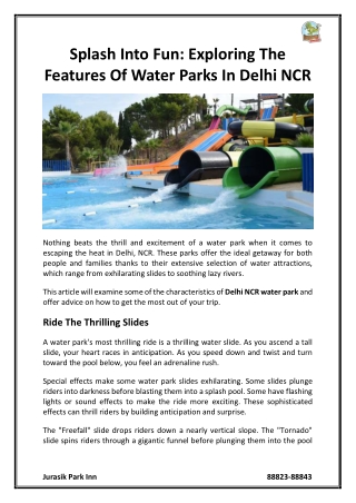 Splash Into Fun Exploring The Features Of Water Parks In Delhi NCR