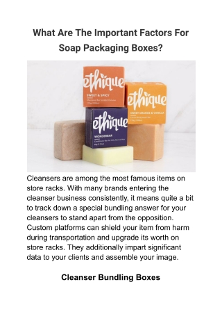 What Are The Important Factors For Soap Packaging Boxes