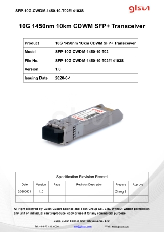 10G 1450nm 10km CDWM SFP  Transceiver