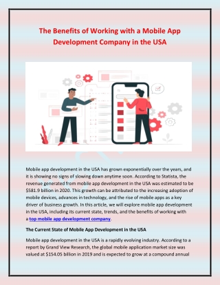 The Benefits of Working with a Mobile App Development Company in the USA