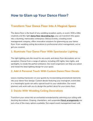 How to Glam up Your Dance Floor