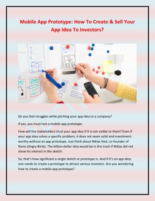 Mobile App Prototype-How To Create & Sell Your App Idea To Investors