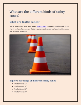 What are the different kinds of safety cones