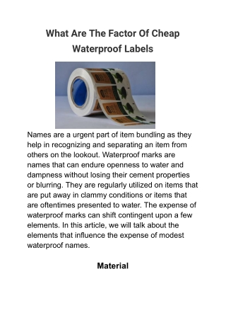 What Are The Factor Of Cheap Waterproof Labels