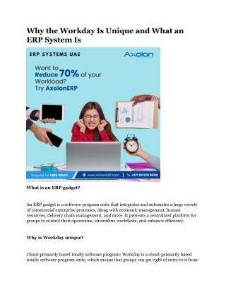 Why the Workday Is Unique and What an ERP System Is