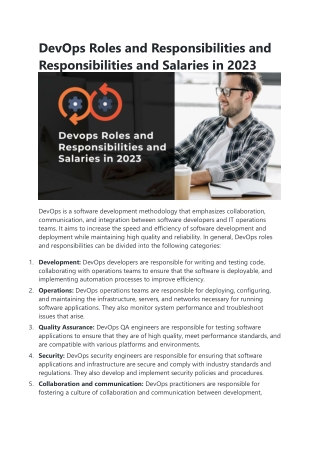 DevOps Roles and Responsibilities and Responsibilities and Salaries in 2023