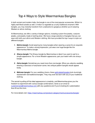 Top 4 Ways to Style Meermankaa Bangles .docx