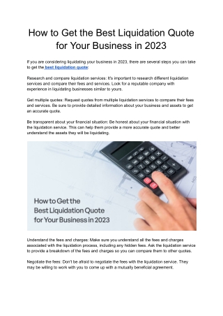 How to Get the Best Liquidation Quote for Your Business in 2023