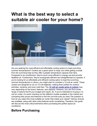 How to choose a right cooler for your home