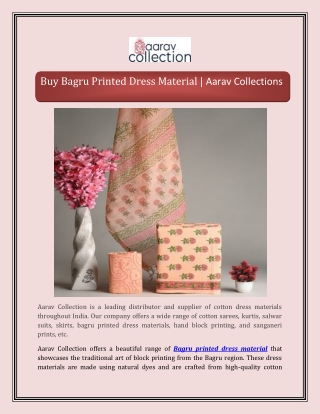 Bagru Printed Dress Material | Aarav Collections