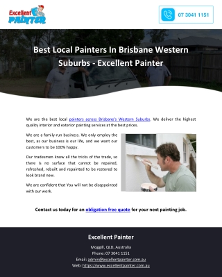 Best Local Painters In Brisbane Western Suburbs - Excellent Painter