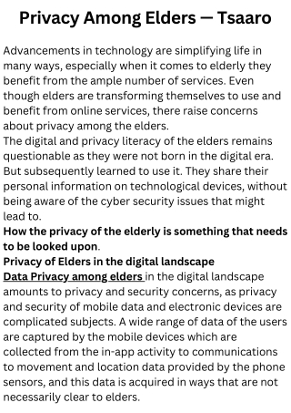 Privacy Among Elders