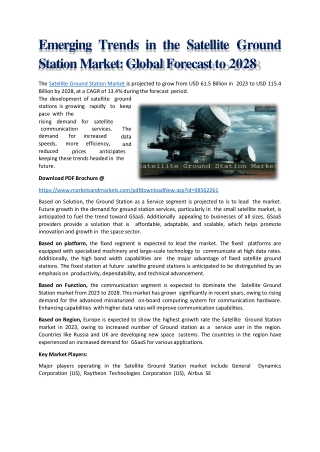 Emerging Trends in the Satellite Ground Station Market - Global Forecast to 2028