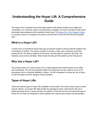 Understanding the Hoyer Lift: A Comprehensive Guide