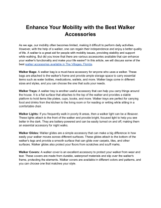 Enhance Your Mobility with the Best Walker Accessories