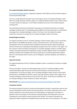 Air Insulated Switchgear Market Overvie2
