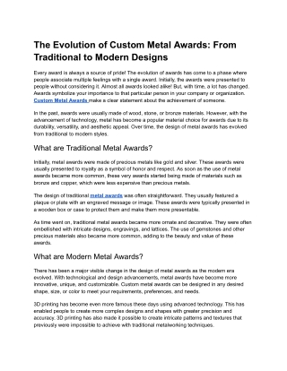 Crafting Excellence: The Art of Custom Metal Awards