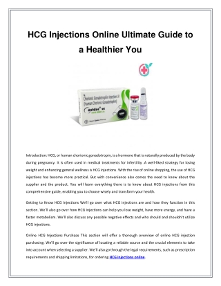 HCG Injections Online Ultimate Guide to a Healthier You