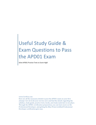 Useful Study Guide & Exam Questions to Pass the APD01 Exam